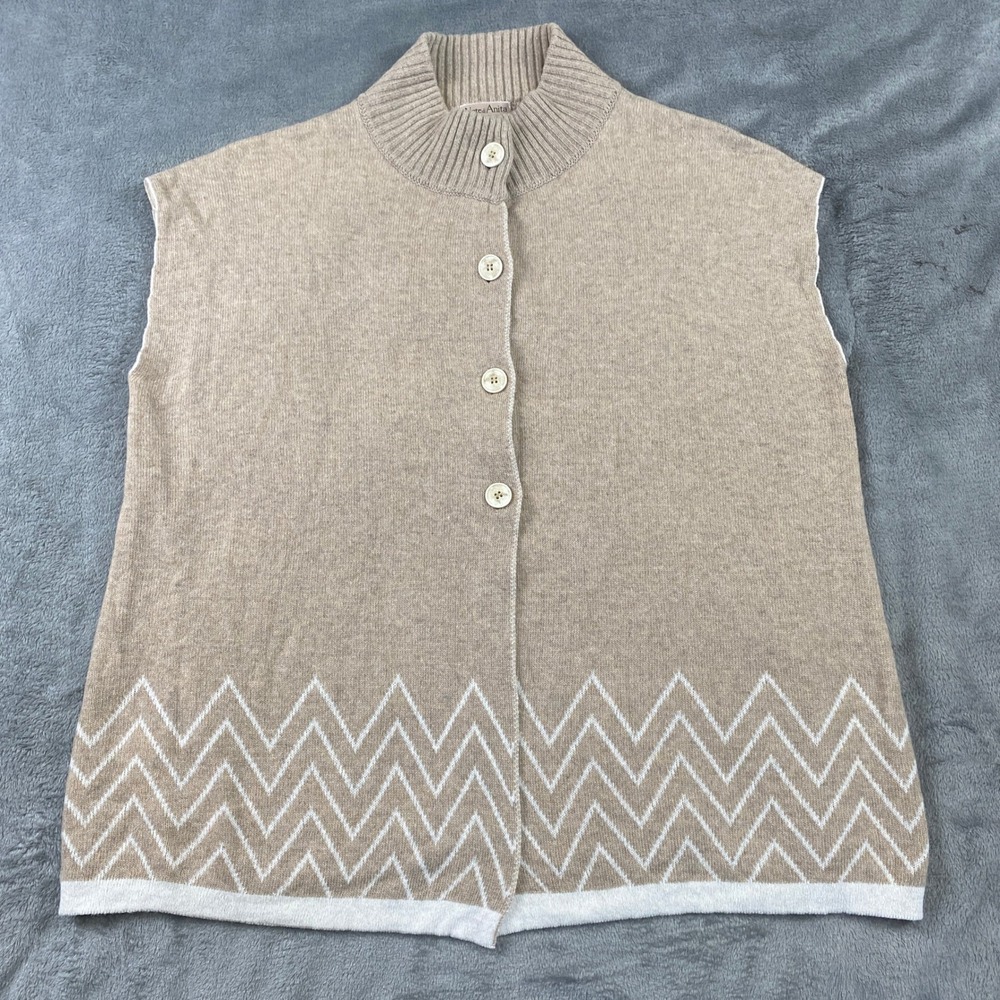 Note di Anita Sleeveless Mock‎ Neck Vest Wool Cashmere Blend Beige Knit Italy OS